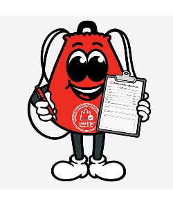 Herbie holding a clipboard